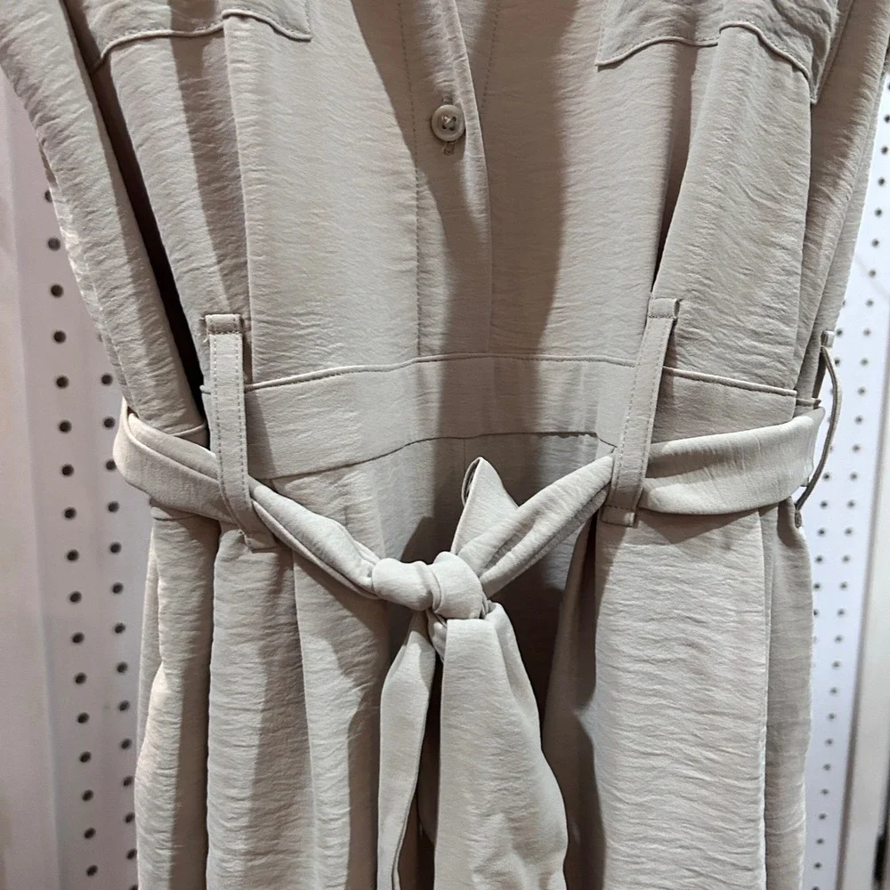 NEW A New Day Womens‎ Utility Button Front Belted Jumper Khaki Size L - Picture 4 of 10